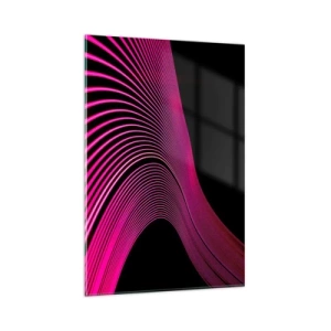 Obraz na szkle - Futurystyczne linie w odcieniach różu na czarnym tle - 80x120cm - Aleja światła - Nowoczesna dekoracja ścienna do salonu i sypialni ARTTOR