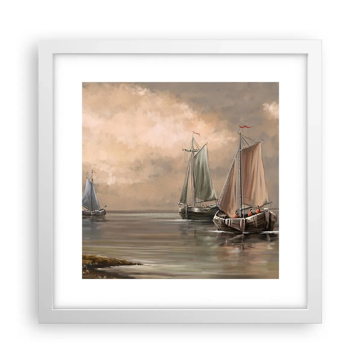 Plakat w białej ramie - Powrót żeglarzy - 30x30 cm