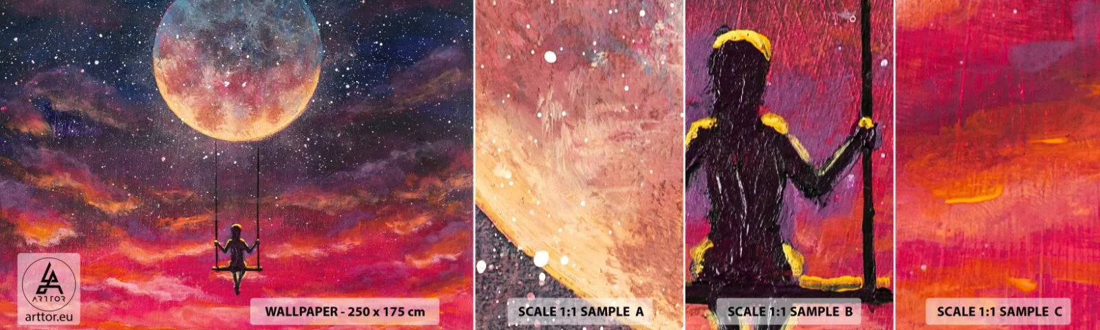 Fototapeta Próbka Samoprzylepna Deluxe Sticker - Bujać w obłokach - Abstrakcja, Fantasy, Księżyc - 100x30 cm