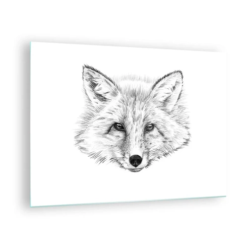 Obraz na szkle - Rysunek głowy lisa na białym tle - 70x50cm - Czy te oczy mogą kłamać? - Nowoczesna dekoracja ścienna do salonu i sypialni ARTTOR