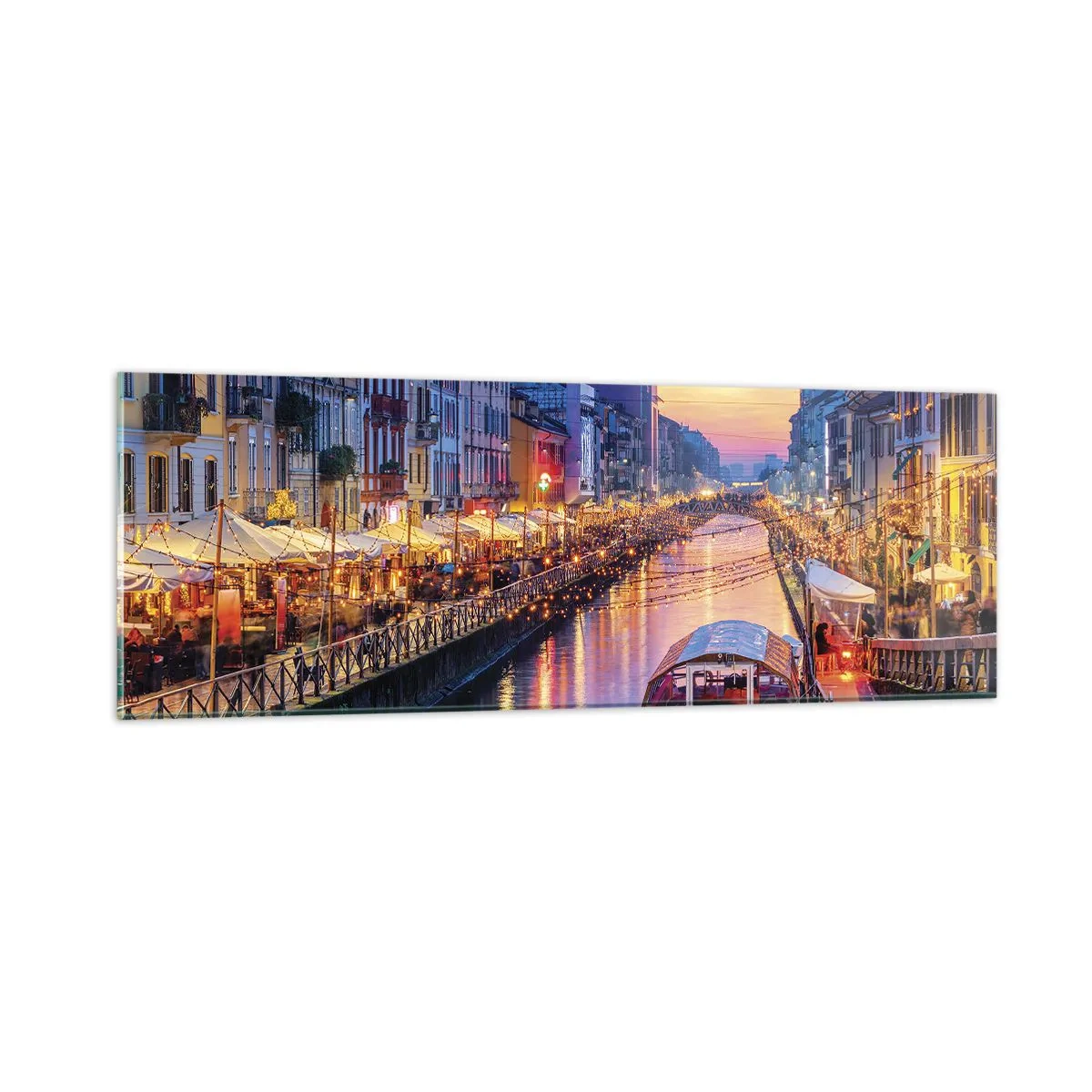 Obraz na szkle - Wieczór światła i zabawy - 90x30 cm