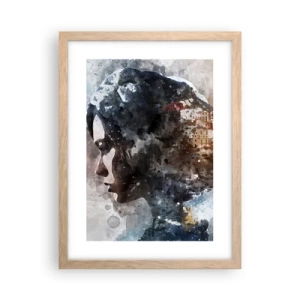 Plakat w ramie jasny dąb - Opowieść o dziewczynie z miastem w tle - 30x40 cm