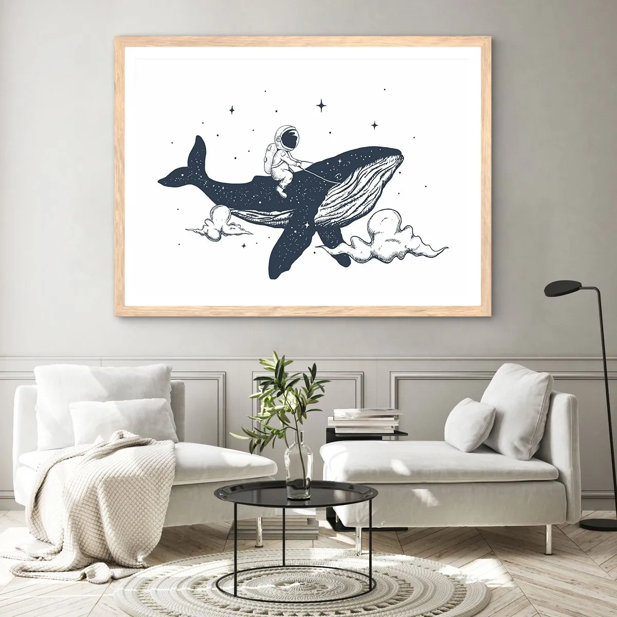 Plakat w ramie jasny dąb - Kosmiczna przygoda - 100x70 cm