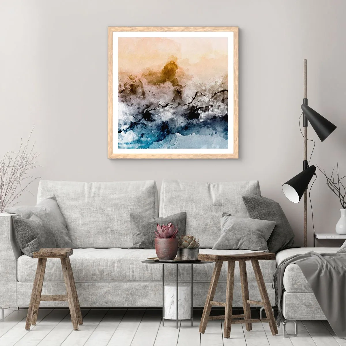 Plakat w ramie jasny dąb - Zatopione w tumanie mgły - 40x40 cm