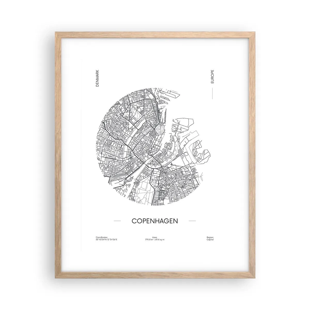 Plakat w ramie jasny dąb - Anatomia Kopenhagi - 40x50 cm