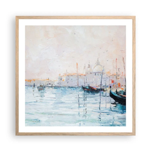 Plakat w ramie jasny dąb - Za wodą, za mgłą - 60x60 cm