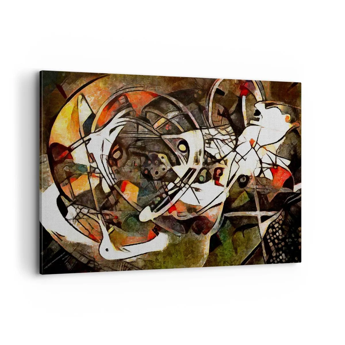 Obraz na płótnie - Ekspresyjna abstrakcja w ciemnej tonacji z dynamicznymi liniami - 120x80cm - Słyszysz ruch? - Nowoczesna dekoracja ścienna do salonu, kuchni i sypialni ARTTOR
