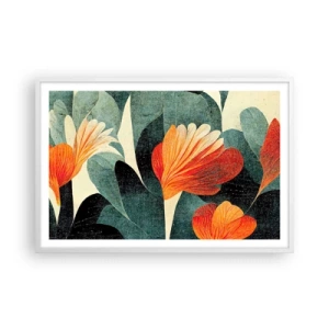 Plakat w białej ramie - Żar tropików i chłód zieleni - 91x61 cm