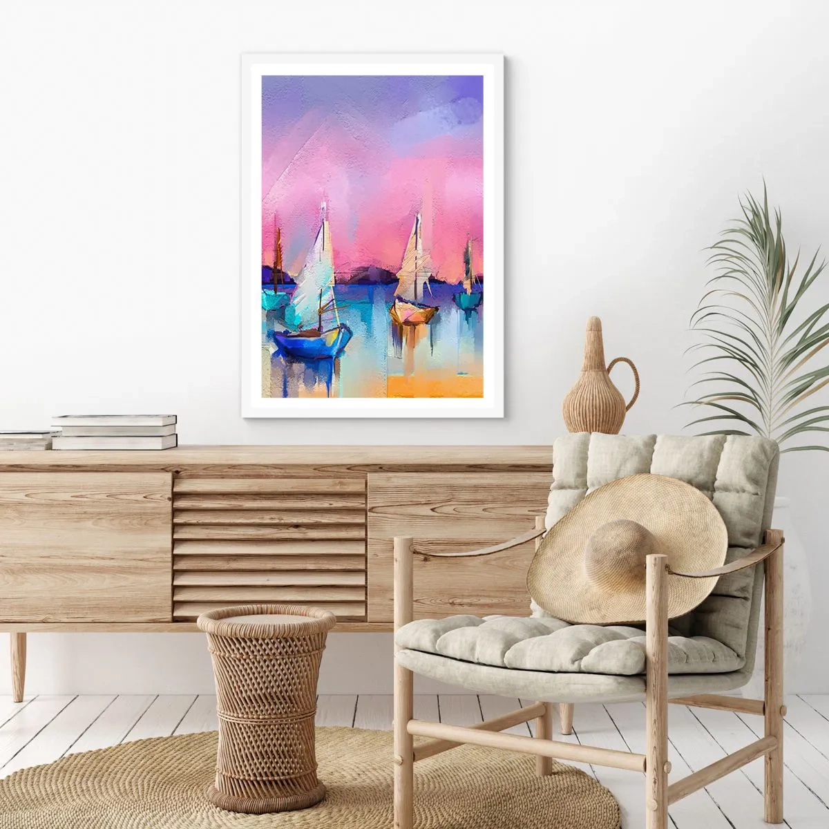 Plakat w białej ramie - Kierunek: szerokie wody - 70x100 cm