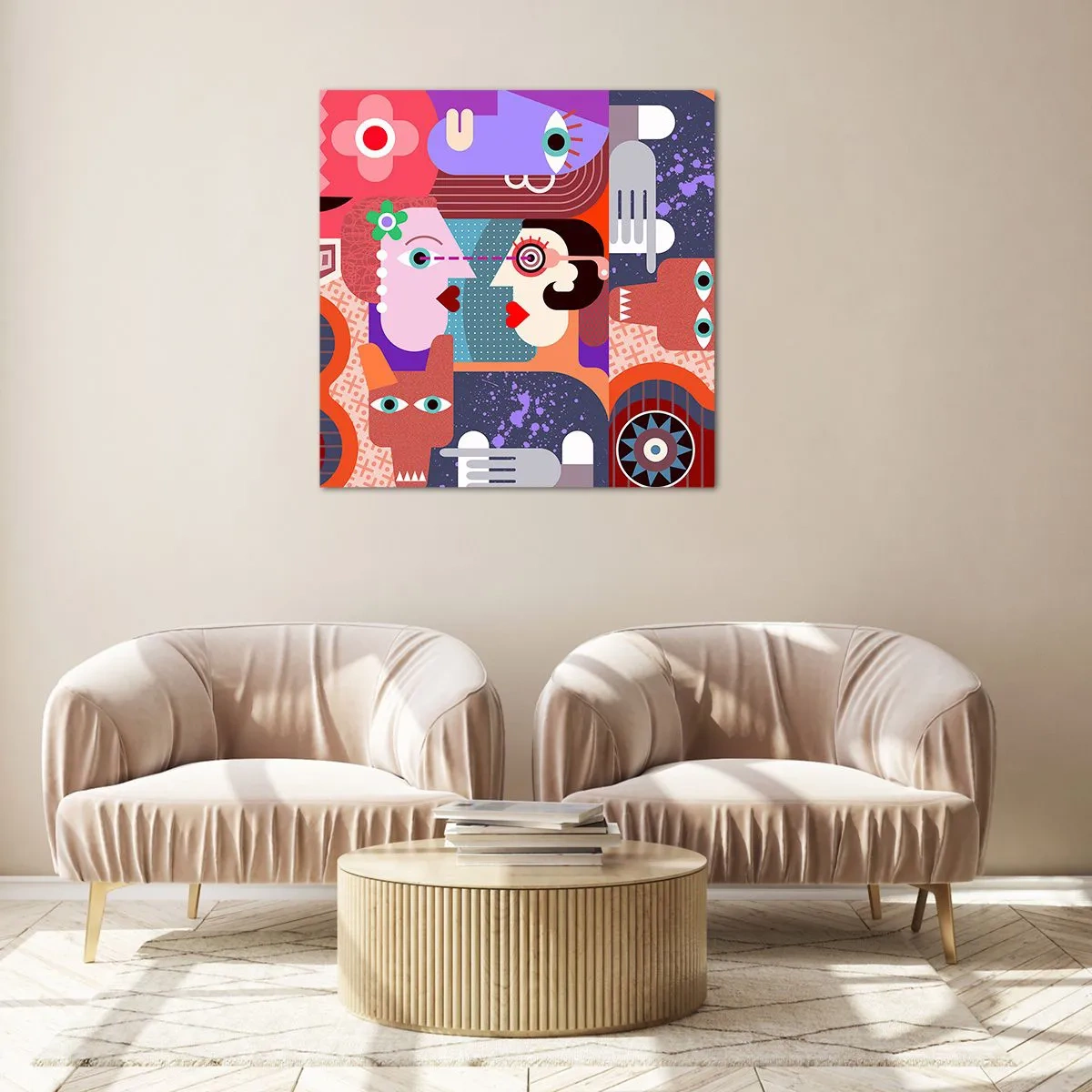 Obraz na szkle - Oko w oko - 70x70 cm