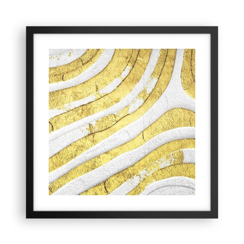 Plakat w czarnej ramie - Kompozycja w bieli i złocie - 40x40 cm