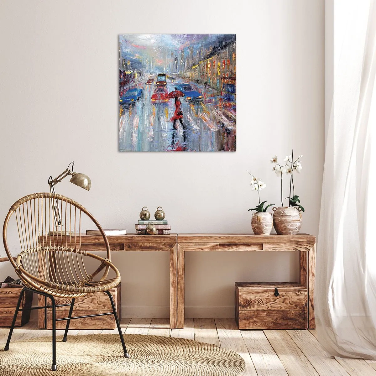 Obraz na płótnie - Deszczowe popołudnie w mieście - 50x50 cm