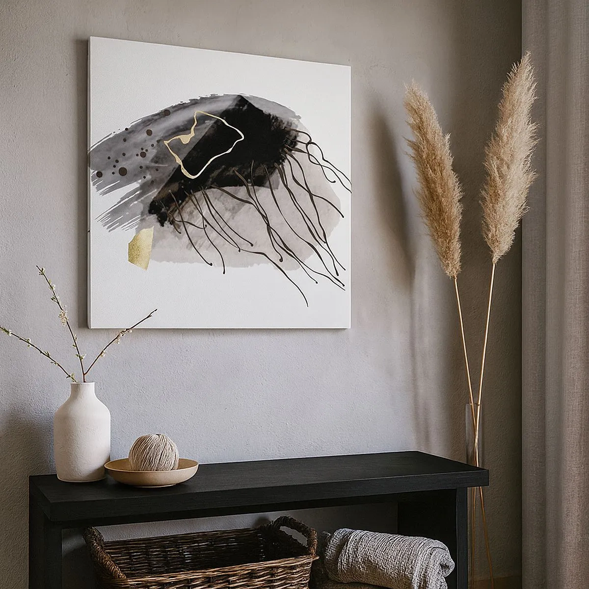 Obraz na płótnie - W czerni i w złocie - 30x30 cm