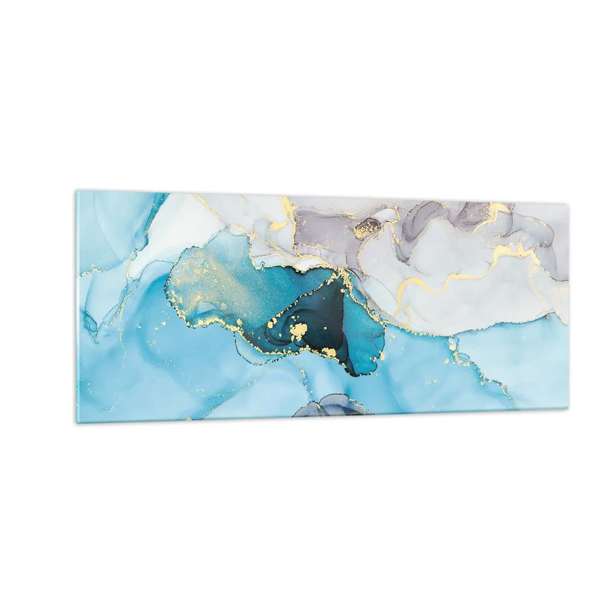 Obraz na szkle - Studium spotkania szarości z turkusem - 100x40 cm