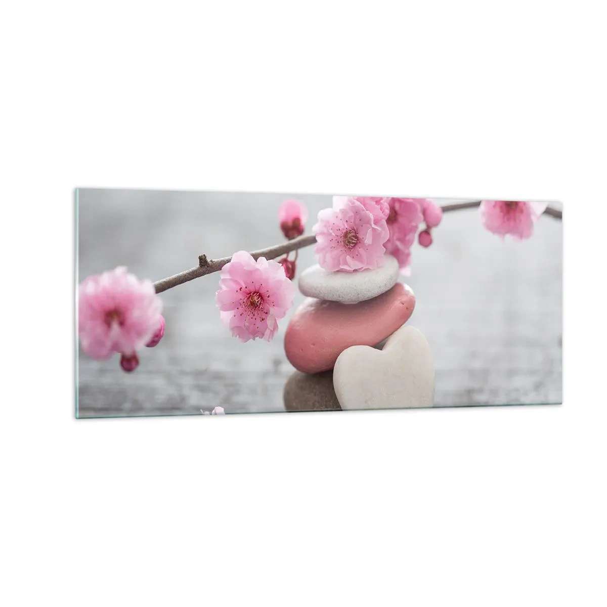 Obraz na szkle - Błogość z kwiatem wiśni - 100x40 cm