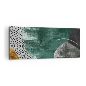 Obraz na płótnie - Barwna abstrakcja z płatkiem złota - 100x40 cm
