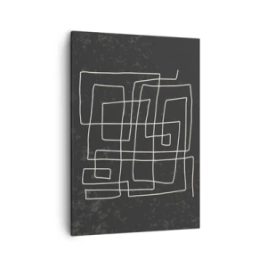 Obraz na płótnie - Abstrakcyjne białe linie na ciemnym tle układające się w geometryczny wzór - 50x70cm - Nie taki prosty - Nowoczesna dekoracja ścienna do salonu, kuchni i sypialni ARTTOR