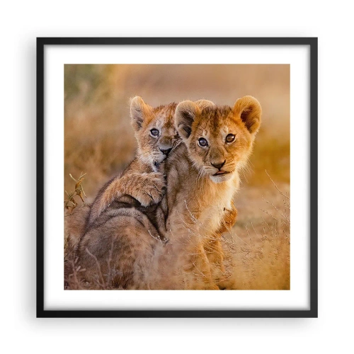 Plakat w czarnej ramie - Nie przeszkadzać! Bawimy się - 50x50 cm