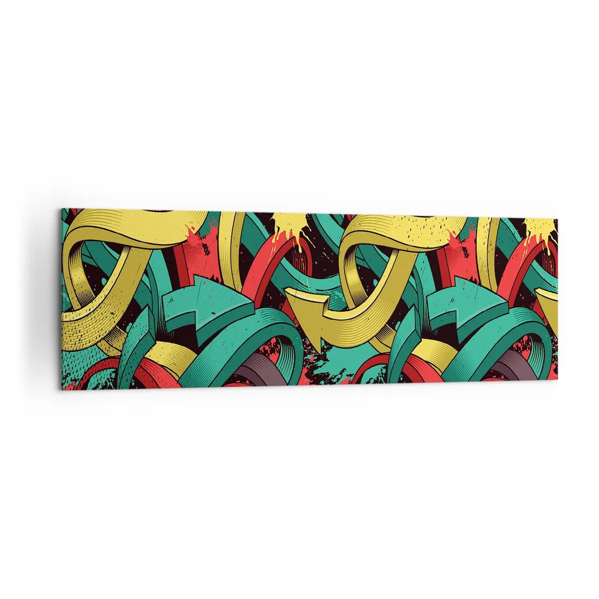 Obraz na płótnie - Abstrakcyjne strzałki w żywych kolorach tworzące chaos - 160x50cm - Którędy do celu? - Nowoczesna dekoracja ścienna do salonu i sypialni ARTTOR