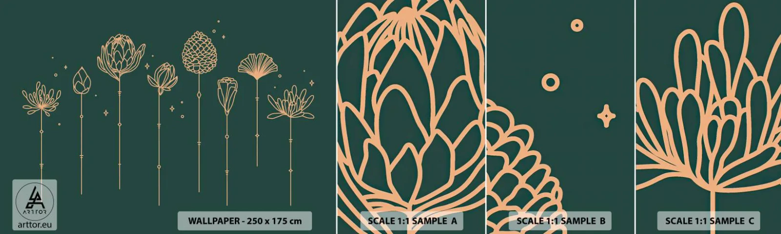 Fototapeta Próbka Samoprzylepna Deluxe Sticker - Rodzina ZIÓŁkowskich - Kwiaty, Art Deco, Minimalistyczny - 100x30 cm
