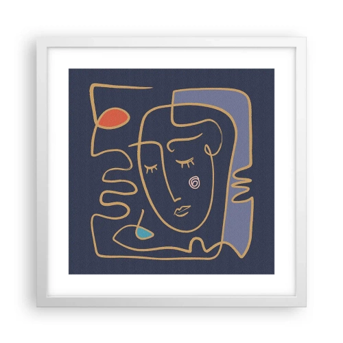 Plakat w białej ramie - W zamyśleniu - 40x40 cm