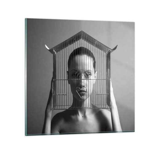 Obraz na szkle - Portret nieco surrealistyczny - 30x30 cm