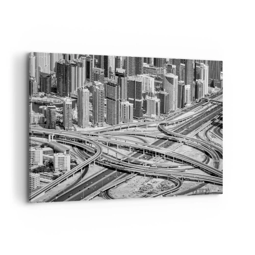 Obraz na płótnie - Widok na Dubaj z perspektywy lotu ptaka - 100x70cm - Dubaj – miasto niemożliwe - Nowoczesna dekoracja ścienna do salonu, kuchni i sypialni ARTTOR