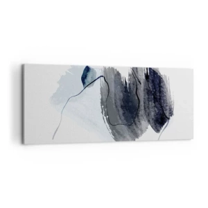Obraz na płótnie - Abstrakcyjna kompozycja w odcieniach szarości i błękitu - 120x50cm - Intensywność i ruch - Nowoczesna dekoracja ścienna do salonu i sypialni ARTTOR