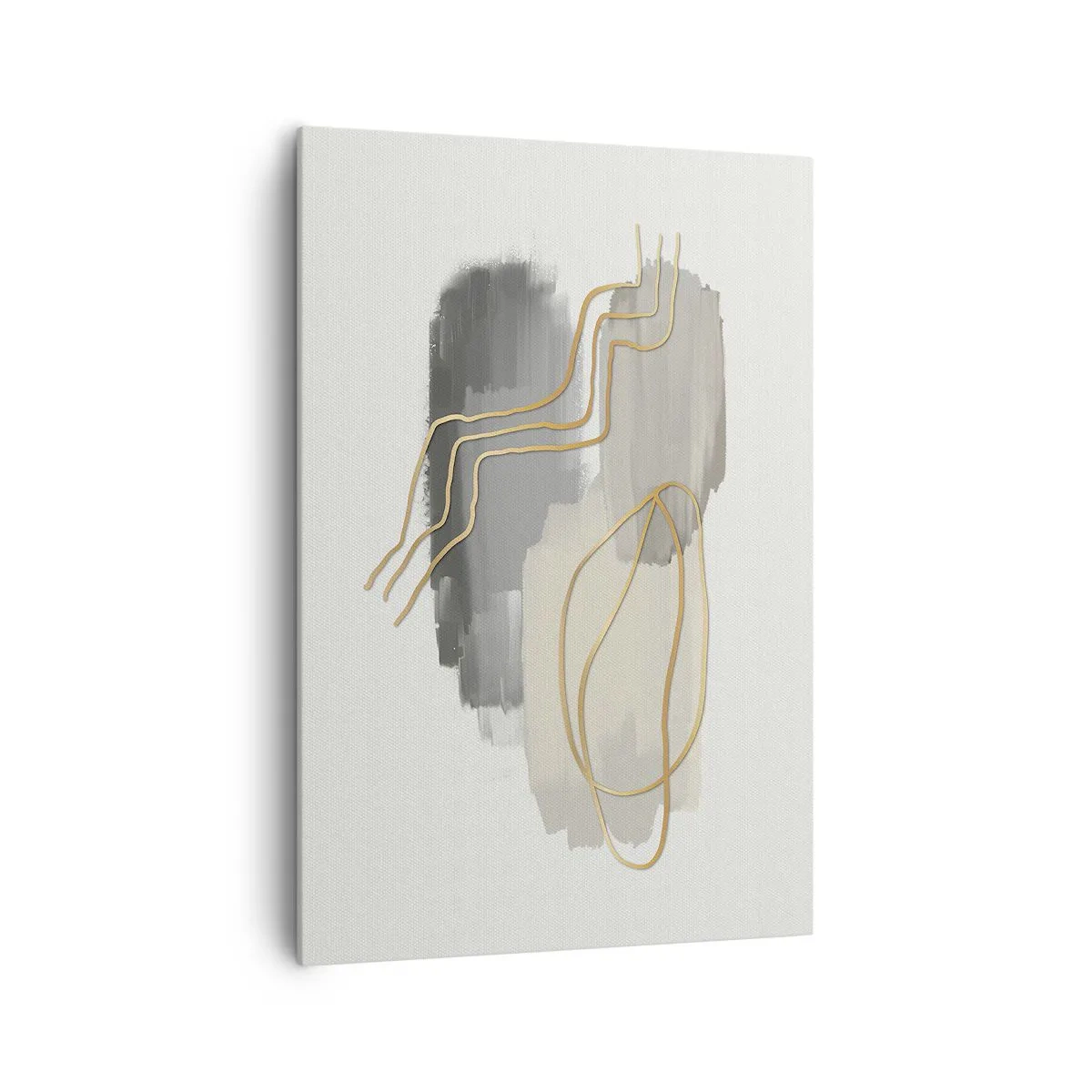 Obraz na płótnie - Abstrakcyjne złote linie na szarym tle - 70x100cm - Trwanie i ruch - Nowoczesna dekoracja ścienna do salonu i sypialni ARTTOR