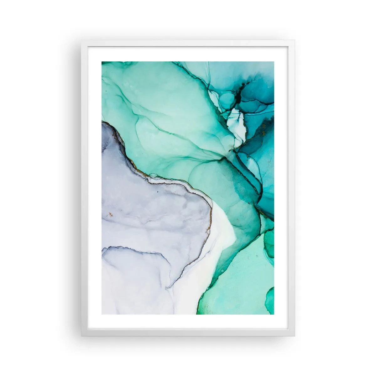 Plakat w białej ramie - Studium w turkusie - 50x70 cm