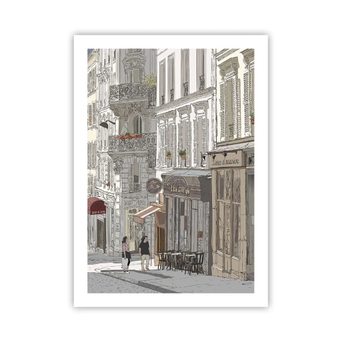 Plakat - Ilustracja urokliwej uliczki w paryskim stylu - 50x70cm - Miejskie radości - Nowoczesna dekoracja ścienna do salonu, kuchni i sypialni ARTTOR