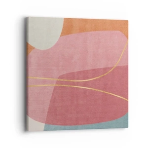 Obraz na płótnie - Pastelowa kompozycja z nicią złota - 40x40 cm