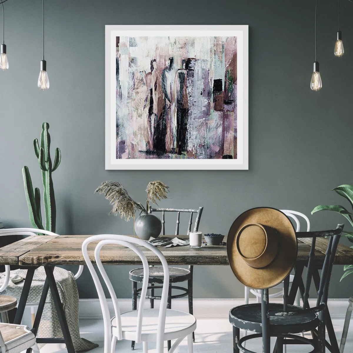 Plakat w białej ramie - Tajemnicza trójka - 60x60 cm