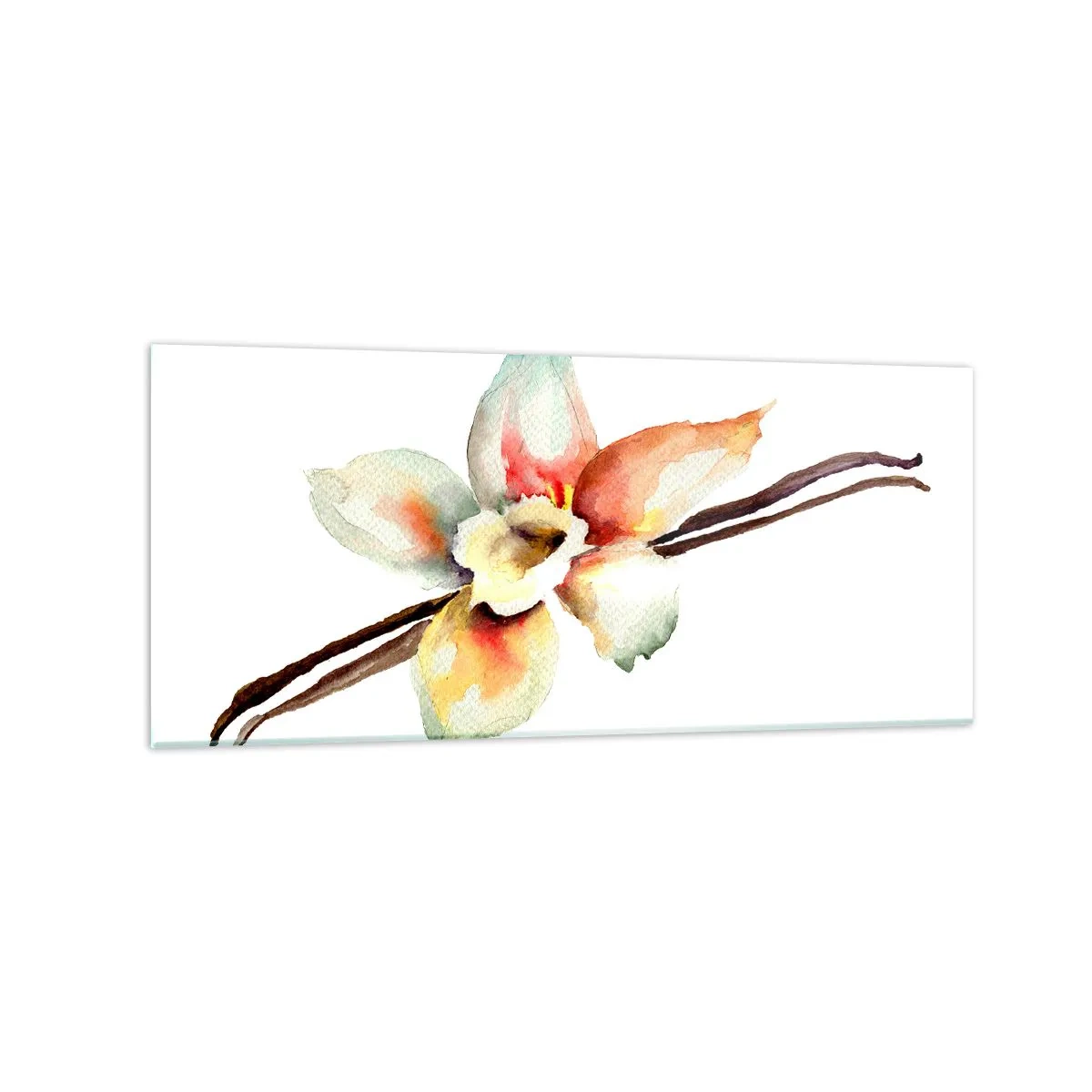 Obraz na szkle - Akwarelowa ilustracja kwiatowa w pastelowych barwach - 120x50cm - Rozlana farbką słodycz - Nowoczesna dekoracja ścienna do salonu i sypialni ARTTOR