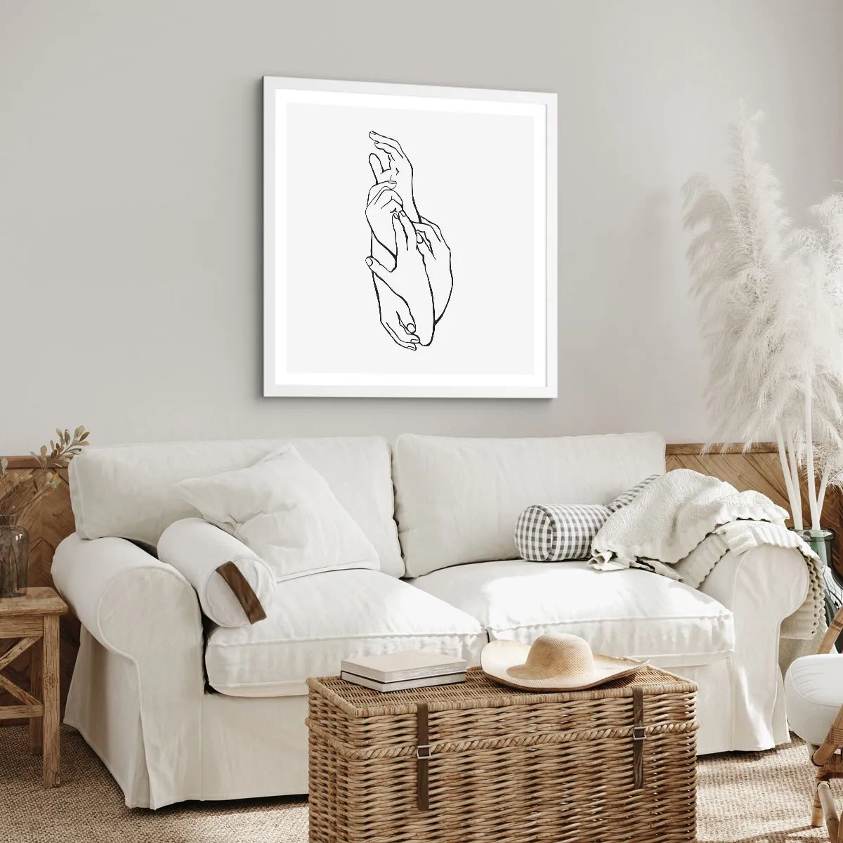 Plakat w białej ramie - Dobry dotyk - 40x40 cm