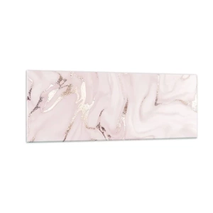 Obraz na szkle - Elegancka abstrakcja w odcieniach różu i złota - 140x50cm - W różowym szale - Nowoczesna dekoracja ścienna do salonu i sypialni ARTTOR