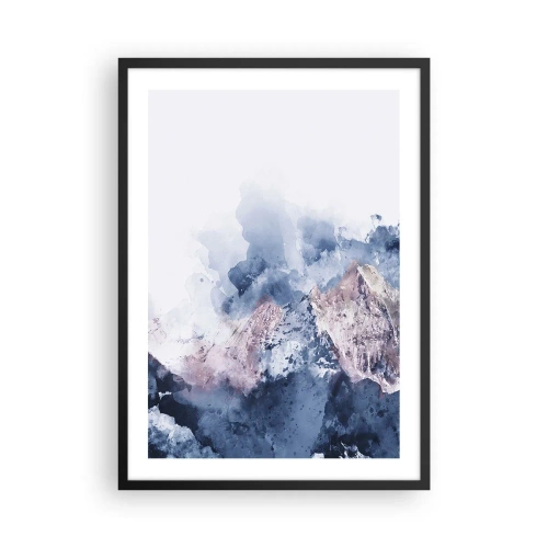 Plakat w czarnej ramie - Abstrakcyjne góry w odcieniach niebieskiego - 50x70cm - To są szczyty! - Nowoczesna dekoracja ścienna do salonu i sypialni ARTTOR