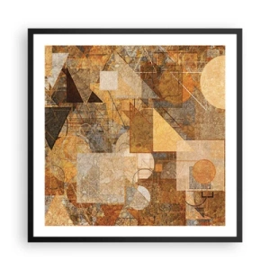 Plakat w czarnej ramie - Kubistyczne studium brązu - 60x60 cm