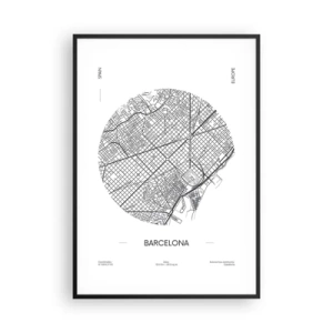 Plakat w czarnej ramie - Anatomia Barcelony - 70x100 cm