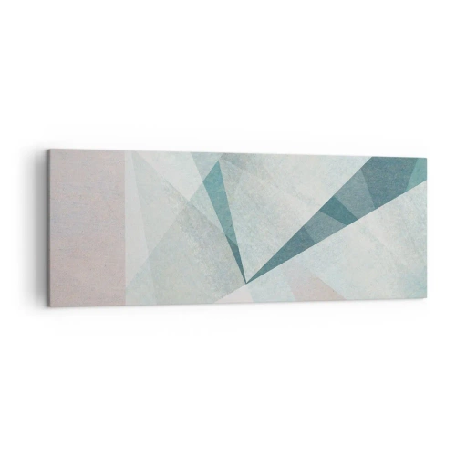 Obraz na płótnie - Geometryczne kształty w pastelowych odcieniach błękitu i szarości - 140x50cm - Spokojnie choć dynamicznie - Nowoczesna dekoracja ścienna do salonu i sypialni ARTTOR