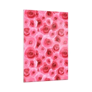 Obraz na szkle - Delikatne róże w pastelowych odcieniach różu - 70x100cm - Róże na dole i na górze - Nowoczesna dekoracja ścienna do salonu i sypialni ARTTOR