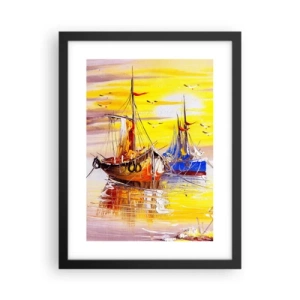 Plakat w czarnej ramie - Zasłużony odpoczynek w porcie - 30x40 cm