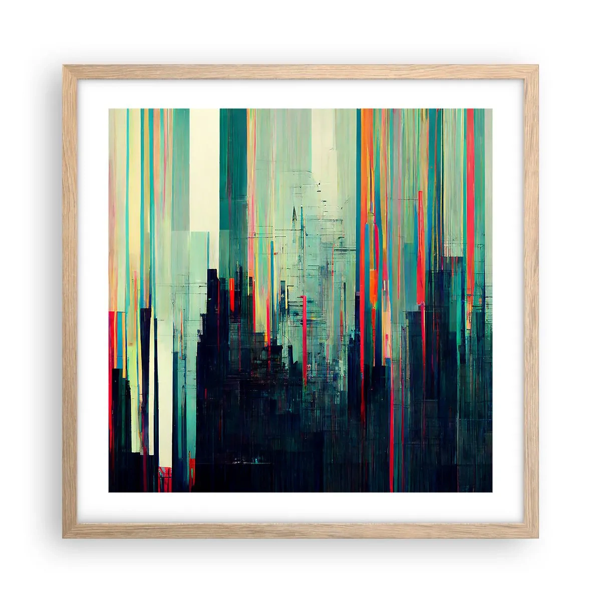 Plakat w ramie jasny dąb - Futurystyczne miasto - 50x50 cm