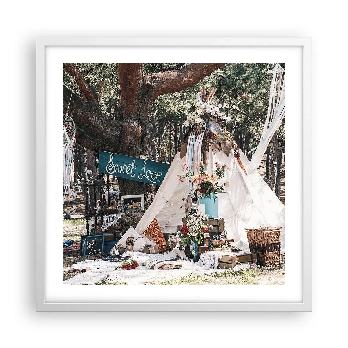 Plakat w białej ramie - Make love… - 50x50 cm