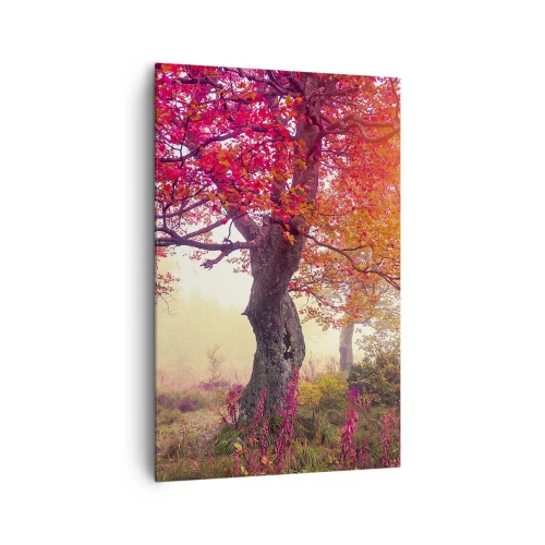 Obraz na płótnie - Jesienny krajobraz z drzewami w intensywnych kolorach - 80x120cm - Szał rozkwitu - Nowoczesna dekoracja ścienna do salonu i sypialni ARTTOR