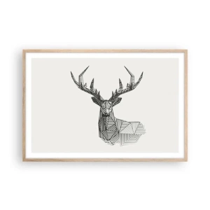 Plakat w ramie jasny dąb - Jeleń w kubistycznym stylu - 91x61 cm