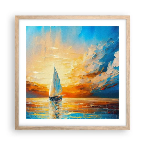 Plakat w ramie jasny dąb - Żegluga w złocie - 50x50 cm