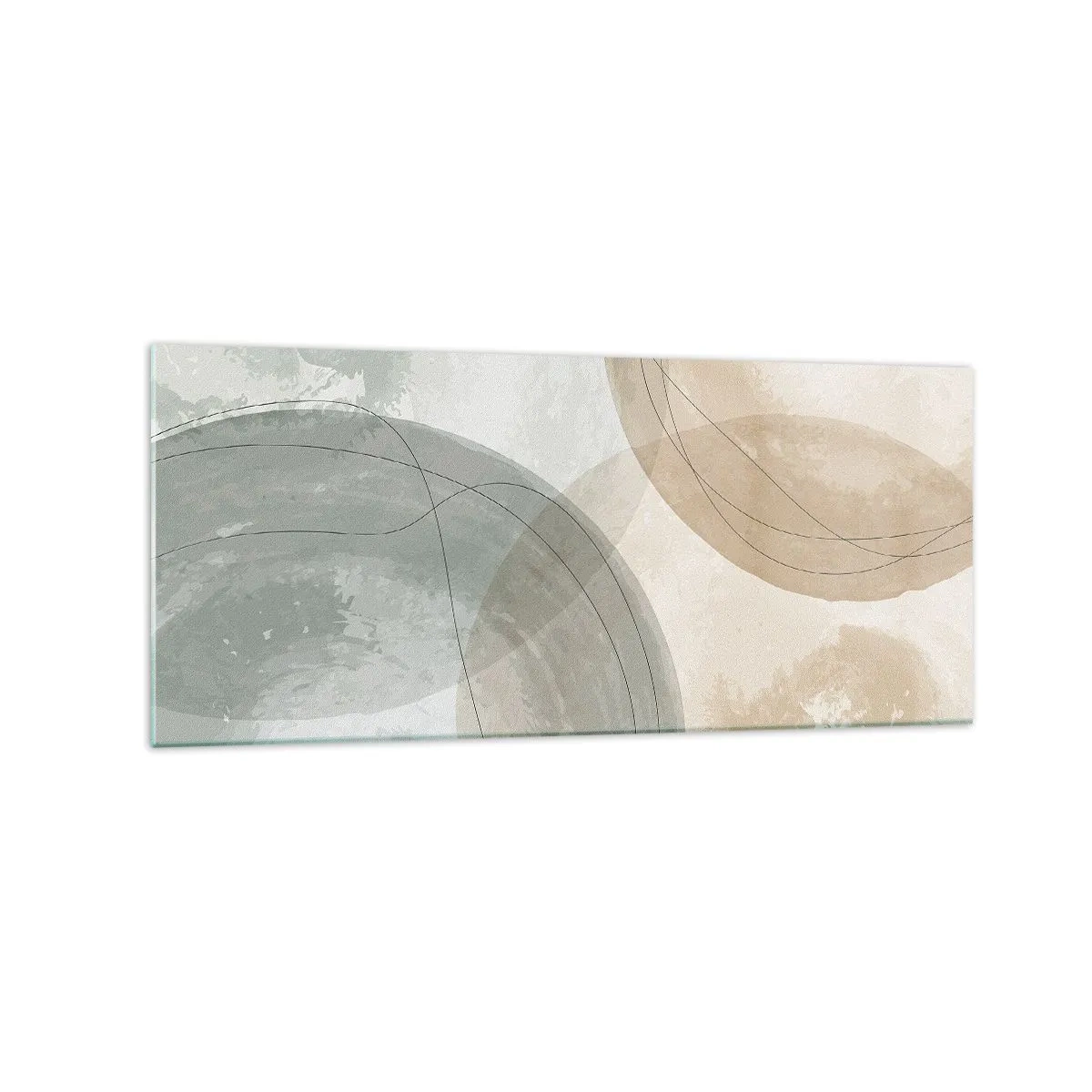 Obraz na szkle - Abstrakcyjna kompozycja w pastelowych barwach z liniami - 120x50cm - Przenikanie światów - Nowoczesna dekoracja ścienna do salonu i sypialni ARTTOR