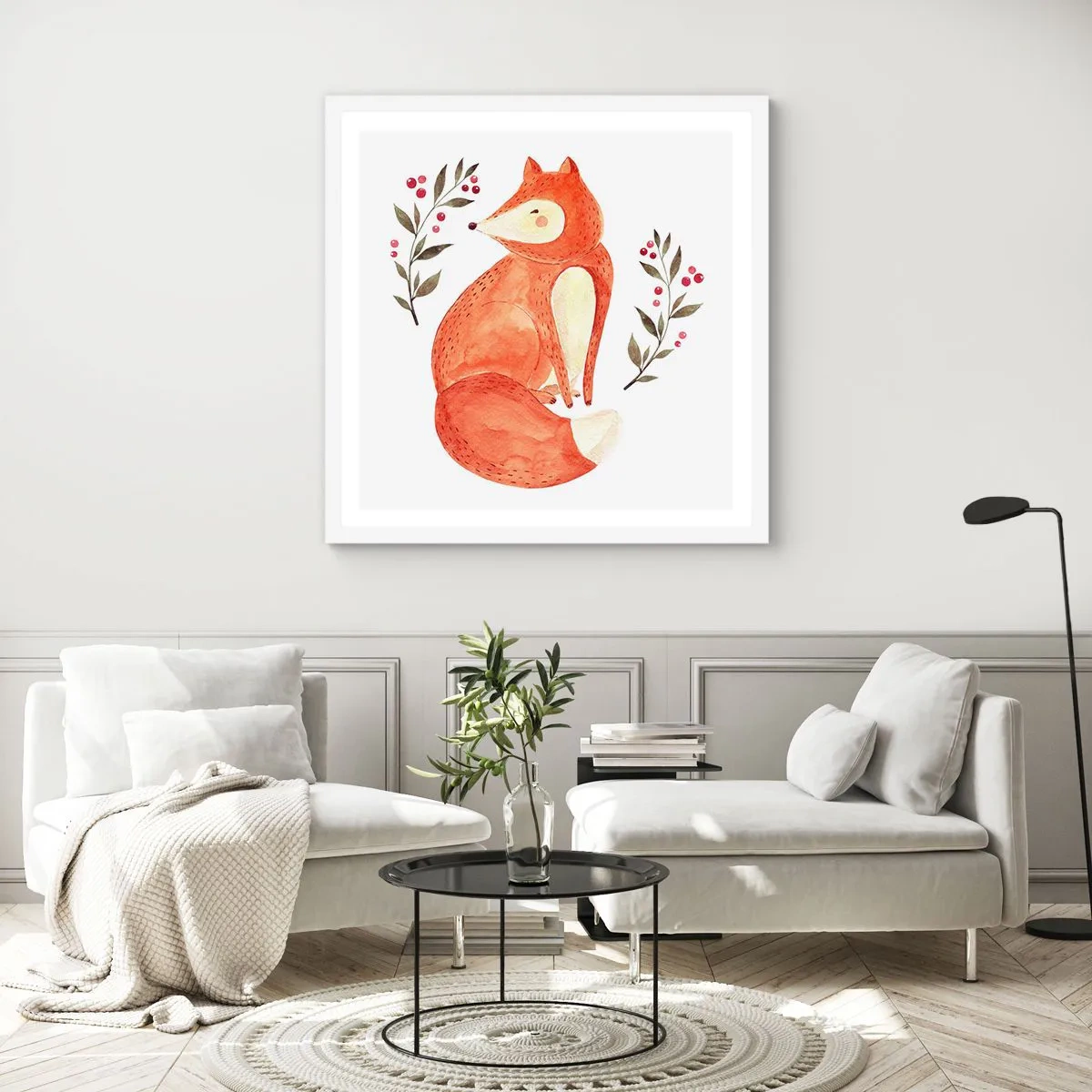 Plakat w białej ramie - Mały rudzielec - 50x50 cm