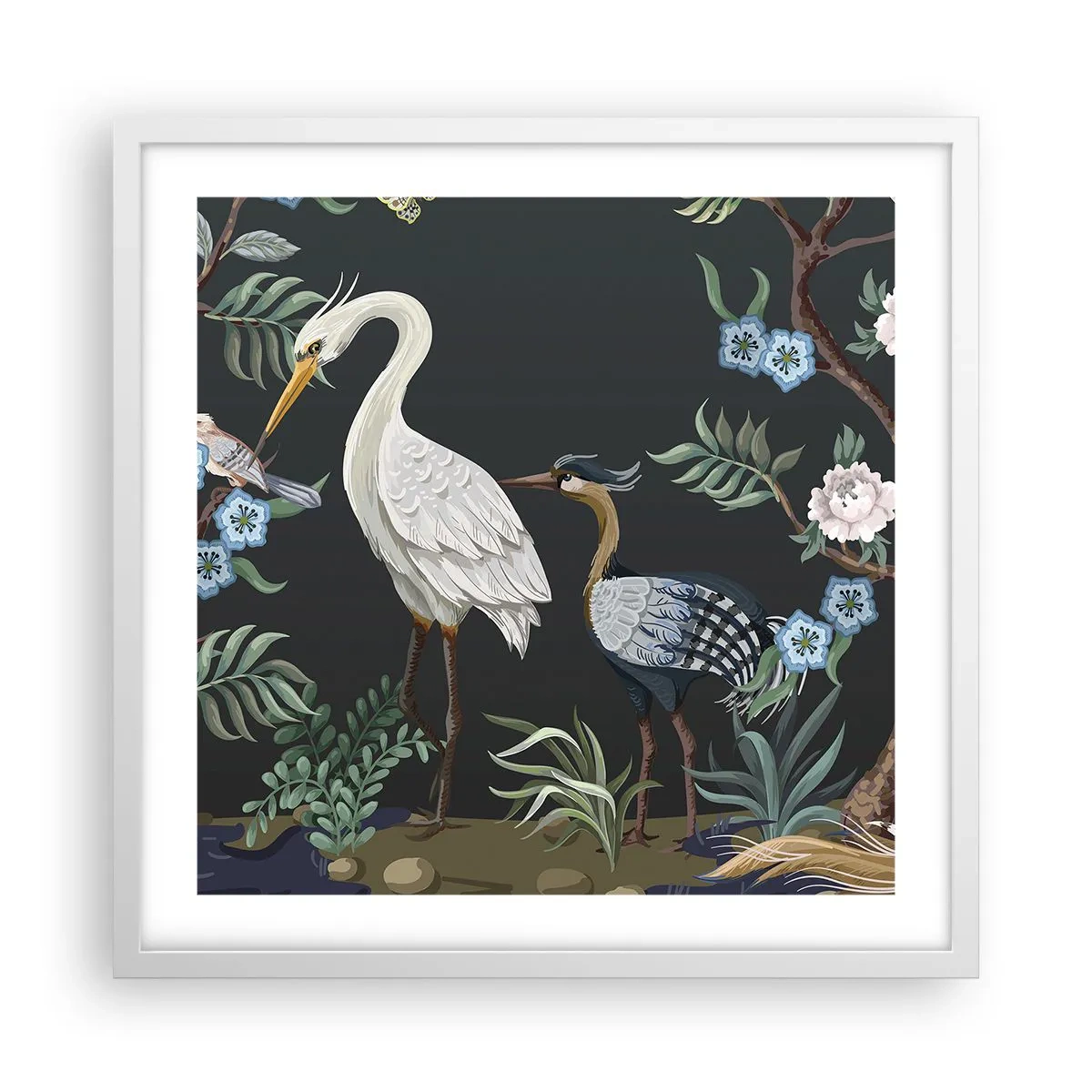 Plakat w białej ramie - Ptasia parada - 50x50 cm